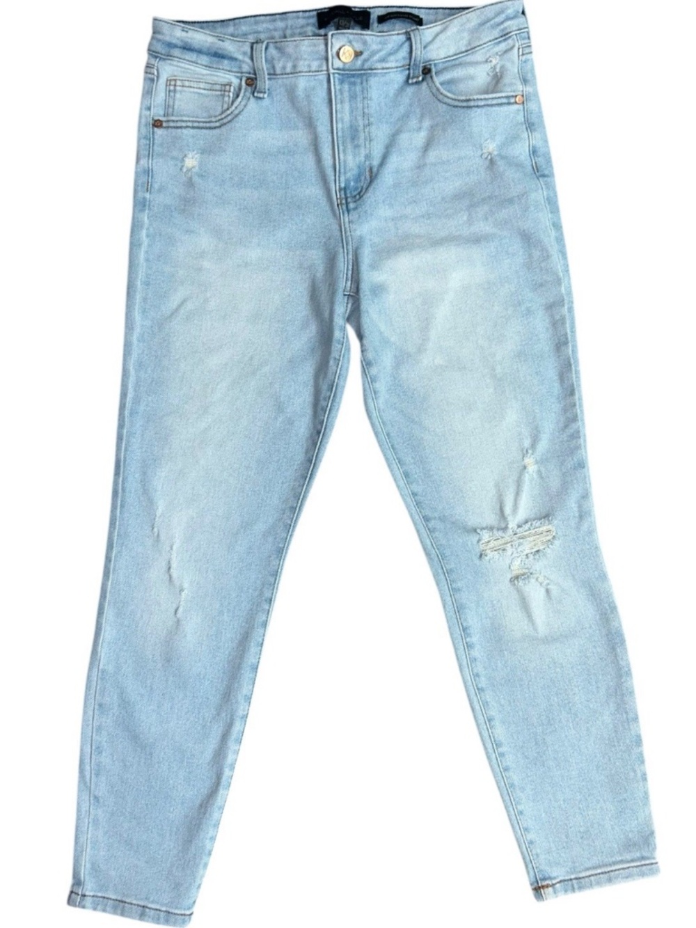 Kendall & Kylie Juniors Distressed Ultra Babe Skinny Jeans Size 13/31 Light Wash